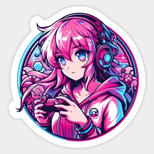 Pink lovely gamer girl Sticker